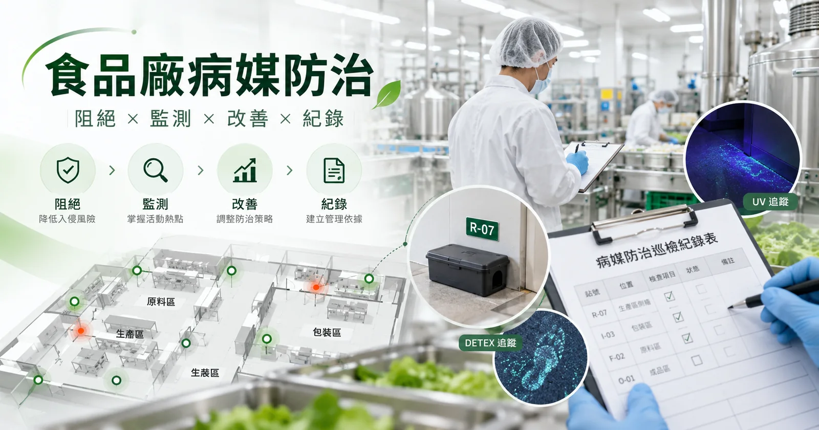 食品廠病媒防治以阻絕、監測、改善與紀錄形成可追蹤的 IPM 管理流程
